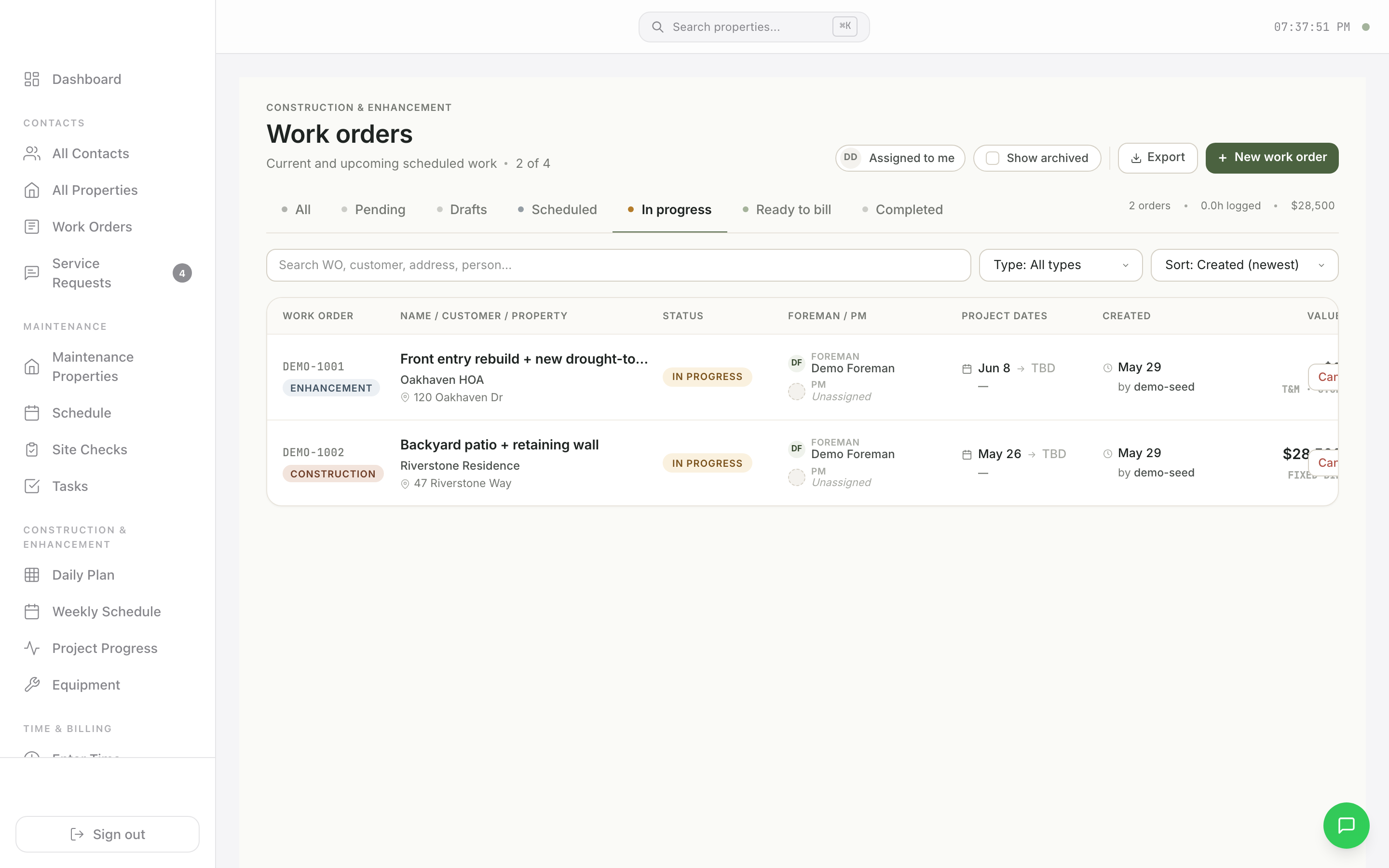 Invoicing in Daily with per-visit extras and QuickBooks sync
